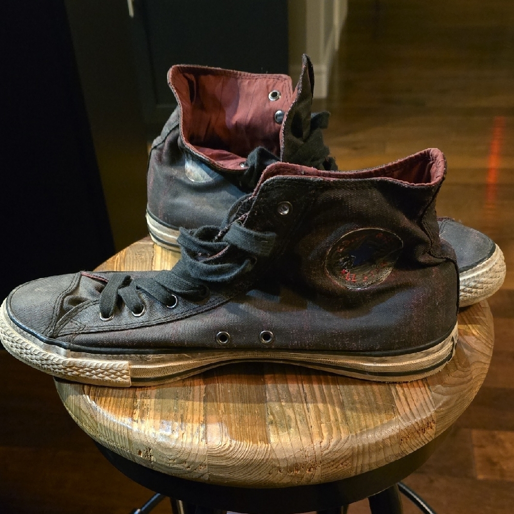 John Varvatos Hand Painted Converse Black High-Top Sneakers - Picture 2 of 6